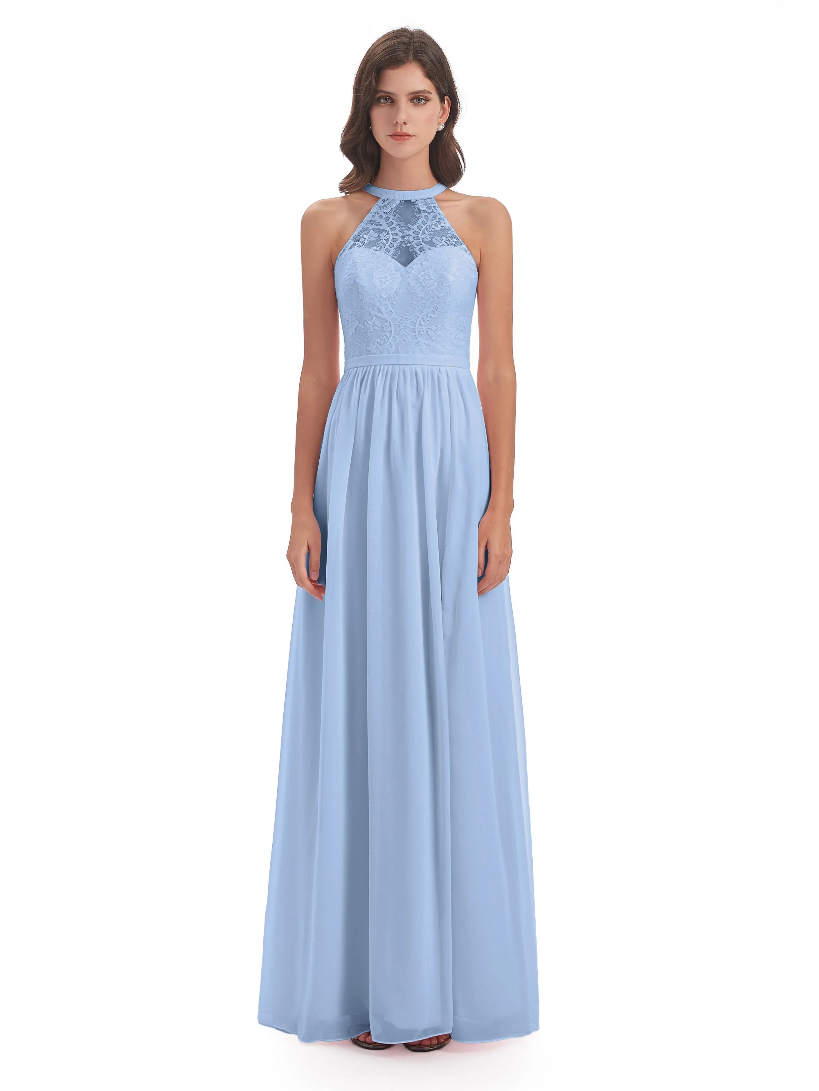 Ava Lace/Chiffon Split Floor-Length Bridesmaid Dresses