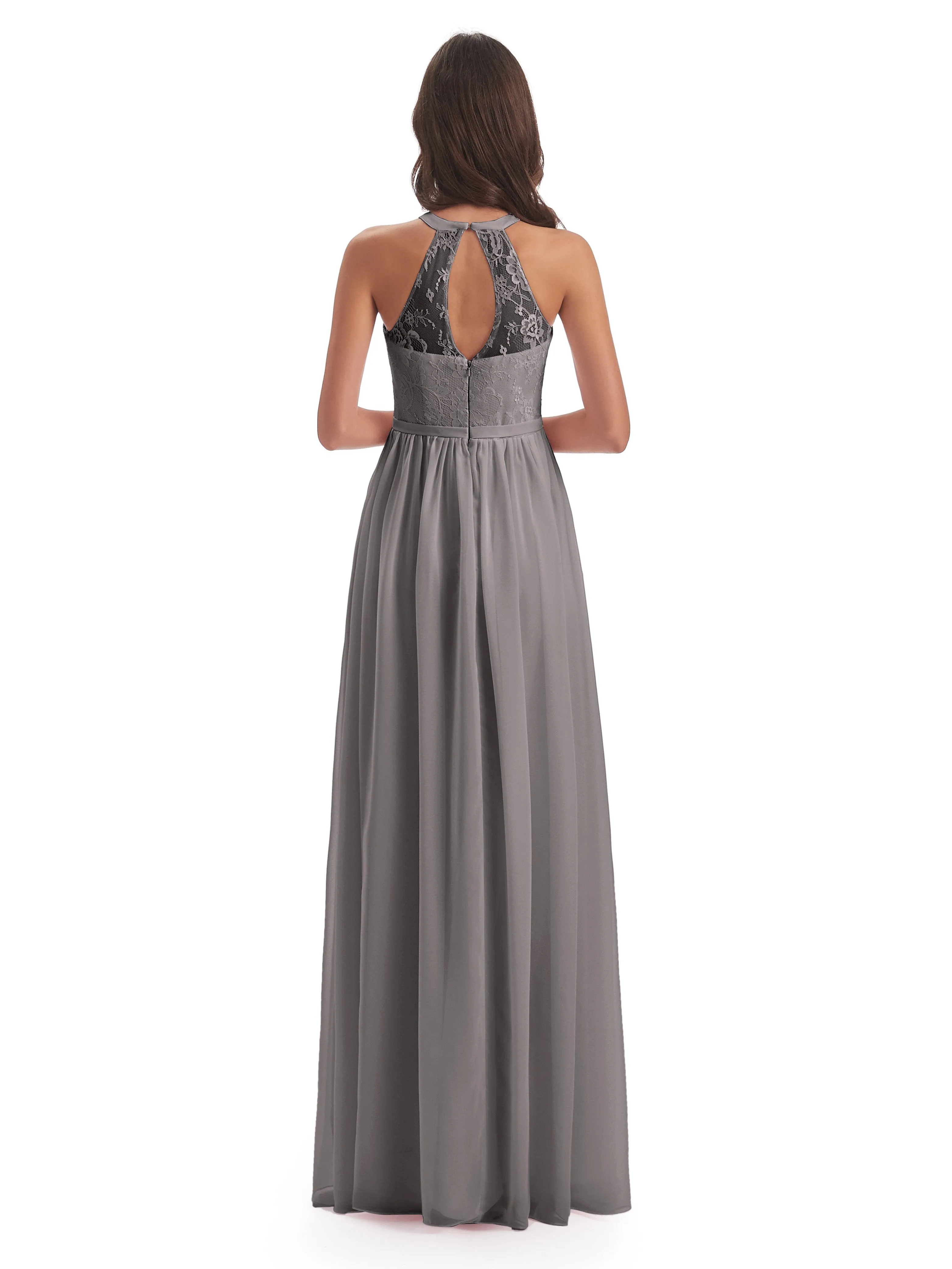 Ava Lace/Chiffon Split Floor-Length Bridesmaid Dresses