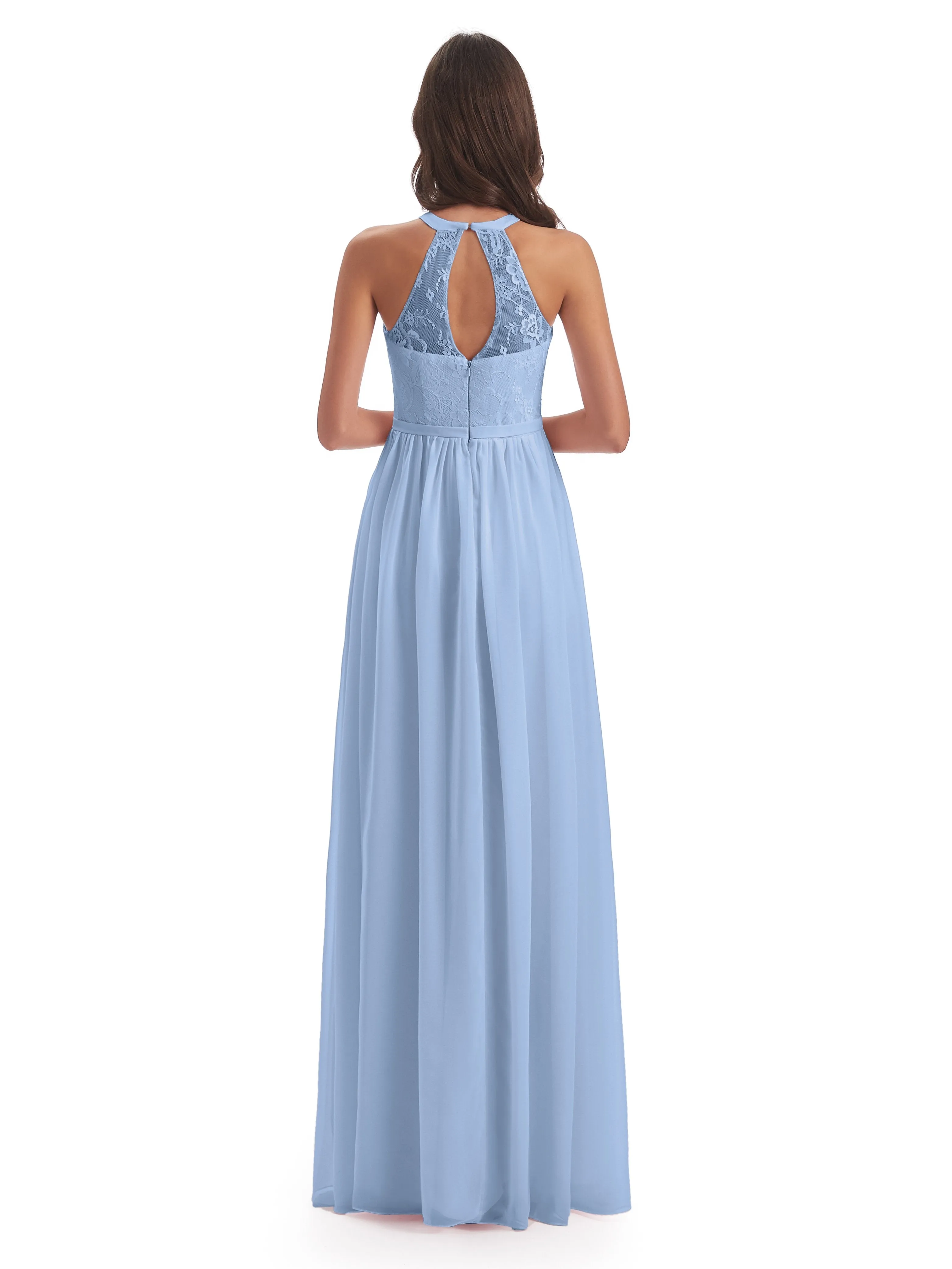 Ava Lace/Chiffon Split Floor-Length Bridesmaid Dresses