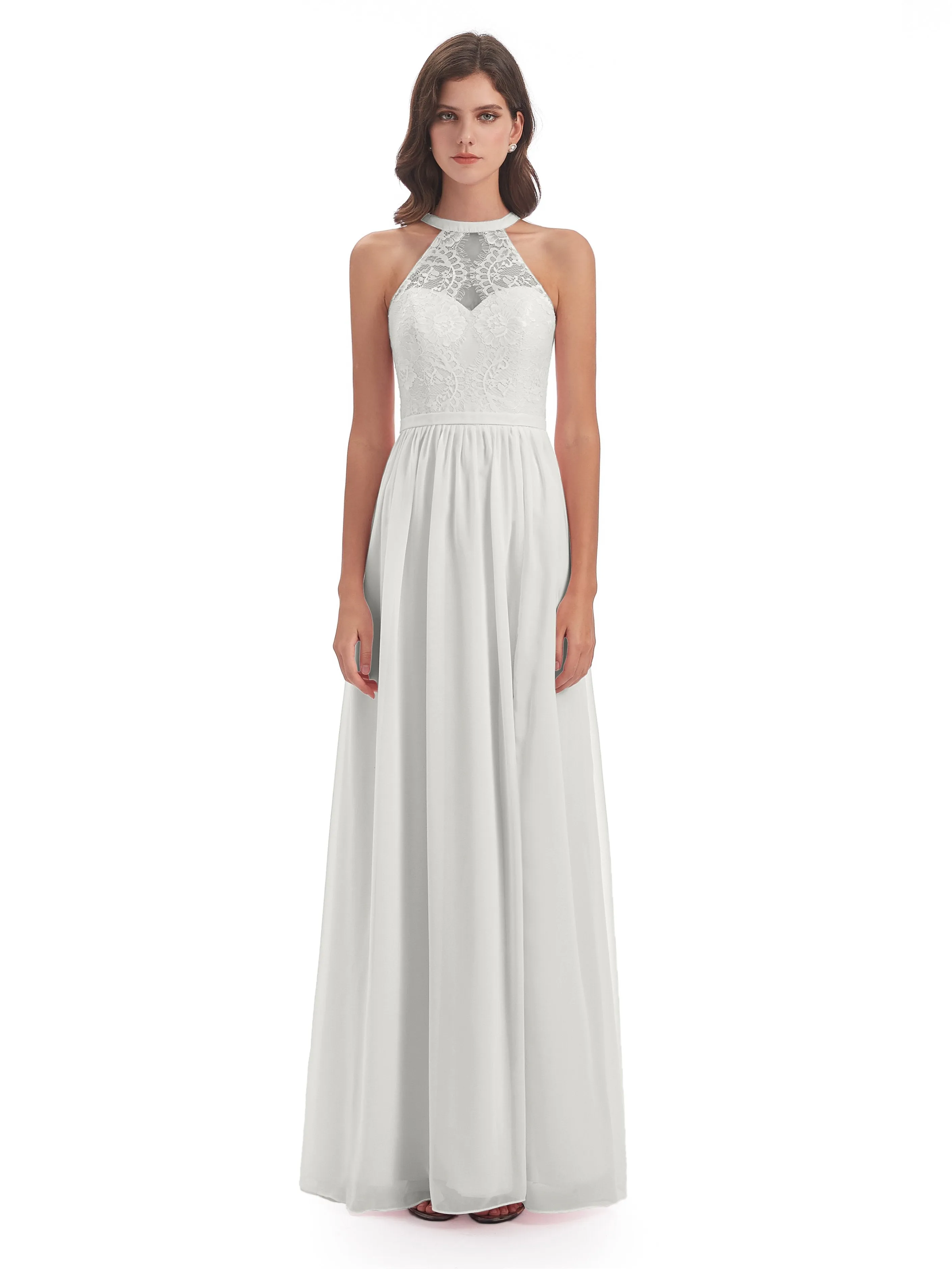 Ava Lace/Chiffon Split Floor-Length Bridesmaid Dresses