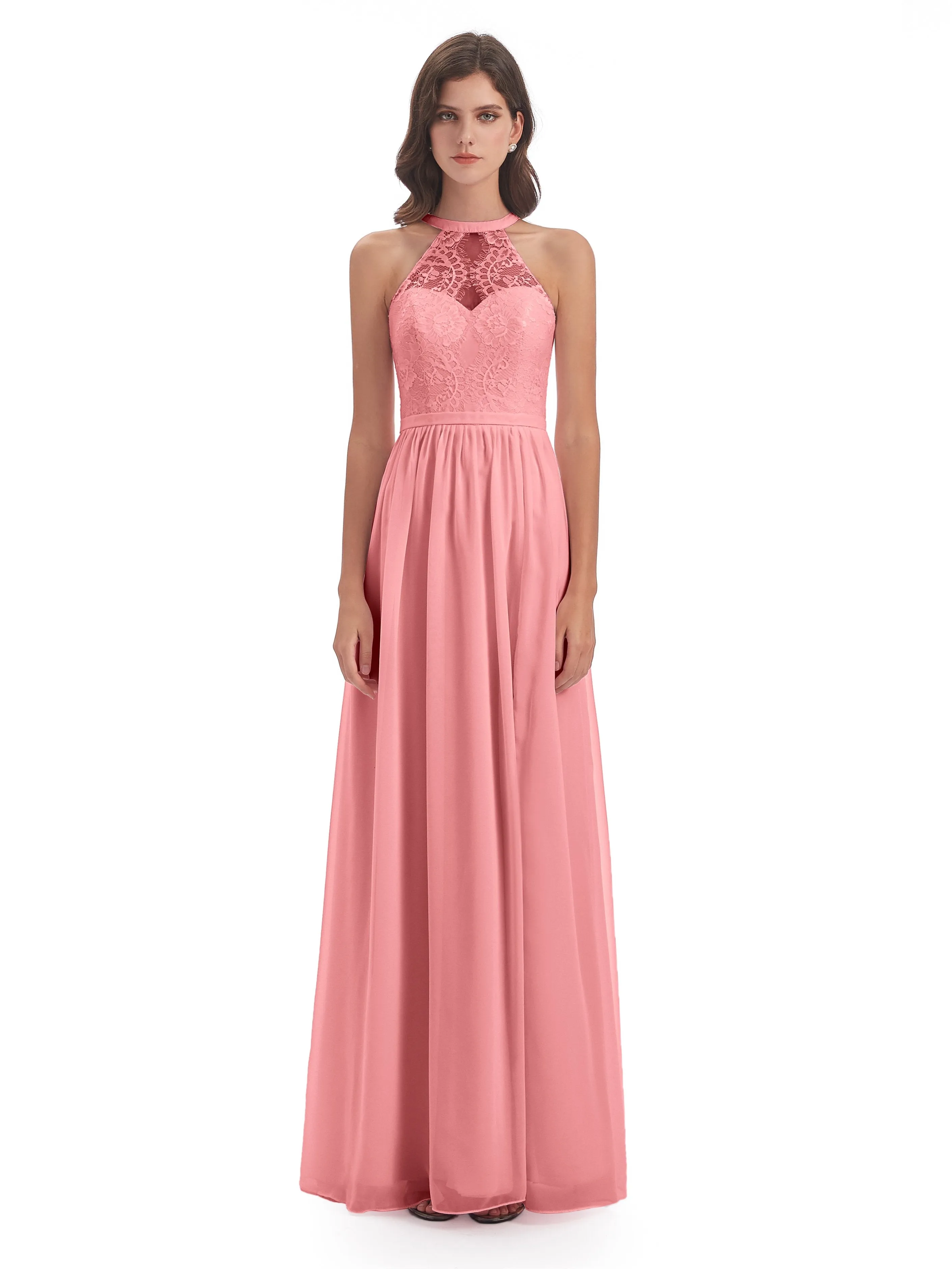 Ava Lace/Chiffon Split Floor-Length Bridesmaid Dresses