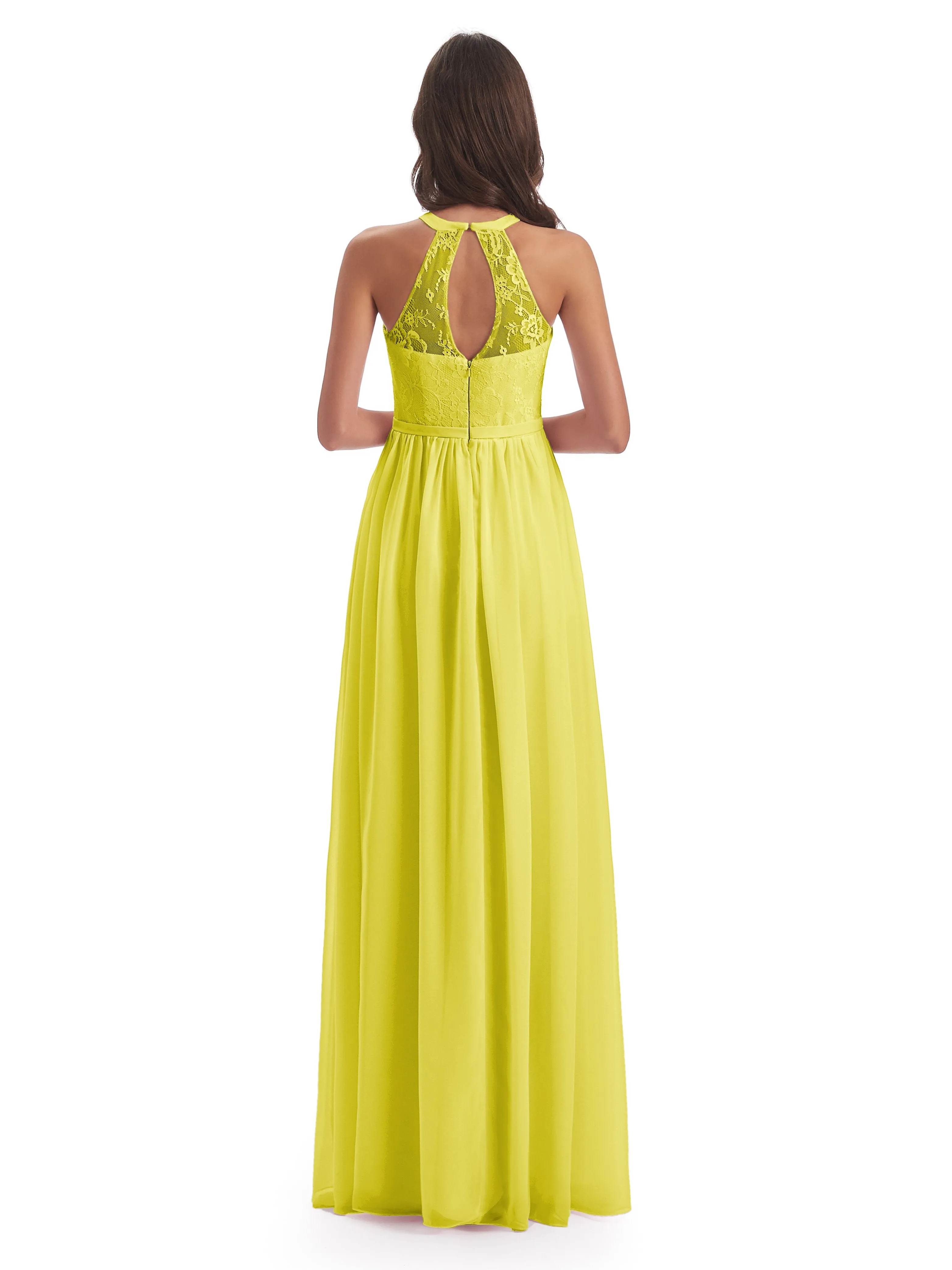 Ava Lace/Chiffon Split Floor-Length Bridesmaid Dresses