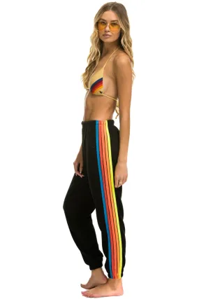 AVIATOR NATION 5 STRIPE WOMEN'S SWEATPANTS - BLACK // NEON RAINBOW