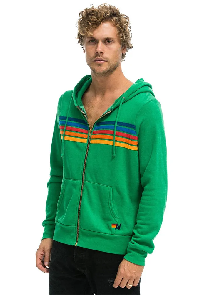 Aviator Nation 5 Stripe Zip Hoodie in Kelly Green