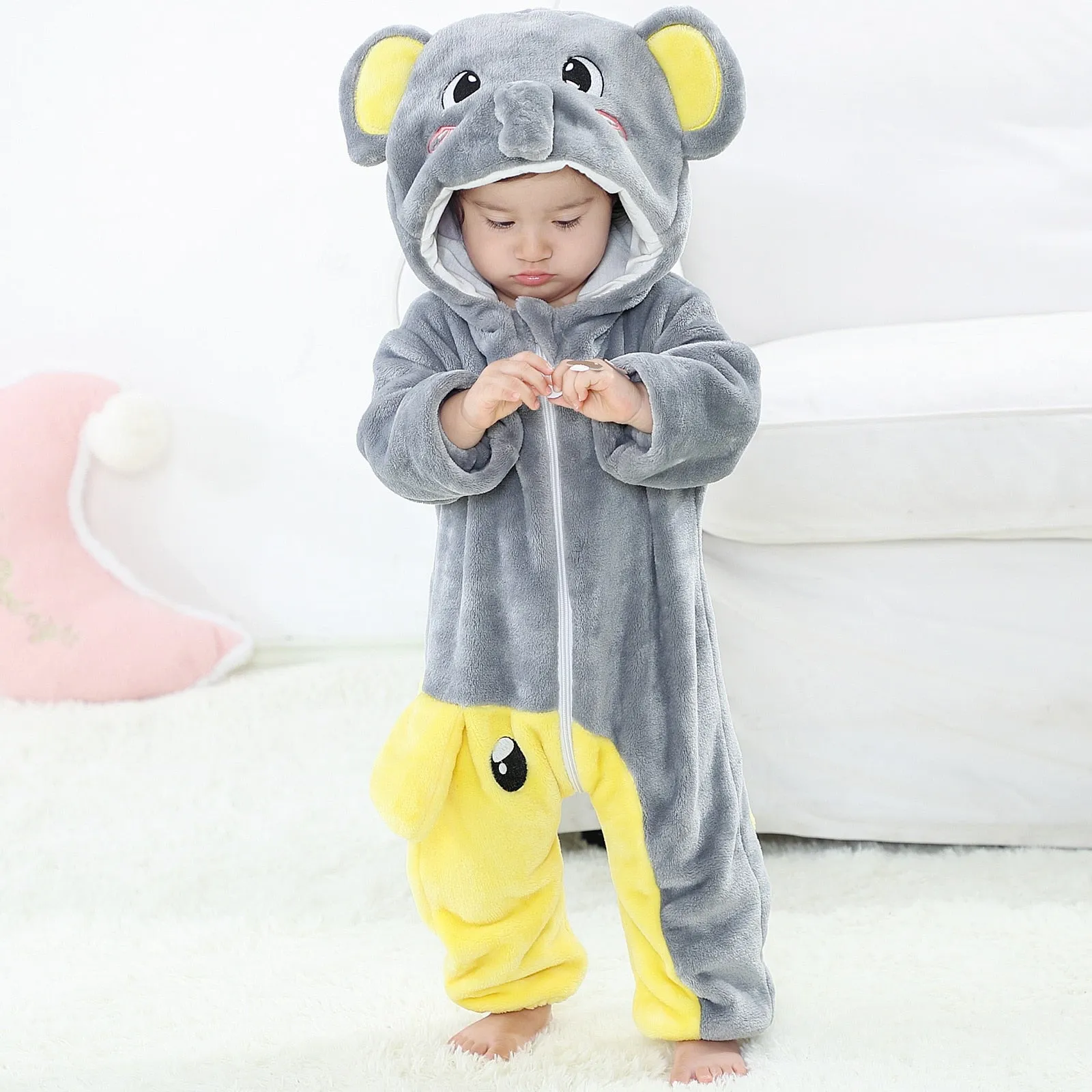 Baby Rompers Winter Costume Flannel Hooded Jumpsuits Baby Clothes