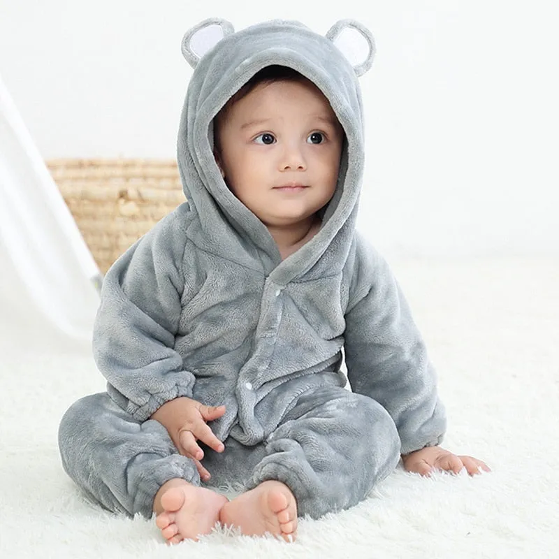 Baby Rompers Winter Costume Flannel Hooded Jumpsuits Baby Clothes