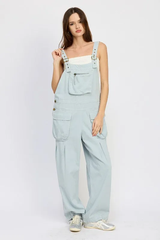 Baggy Cargo Overalls with Pockets New Women's Fashion 100% cotton jumpsuit KESLEY