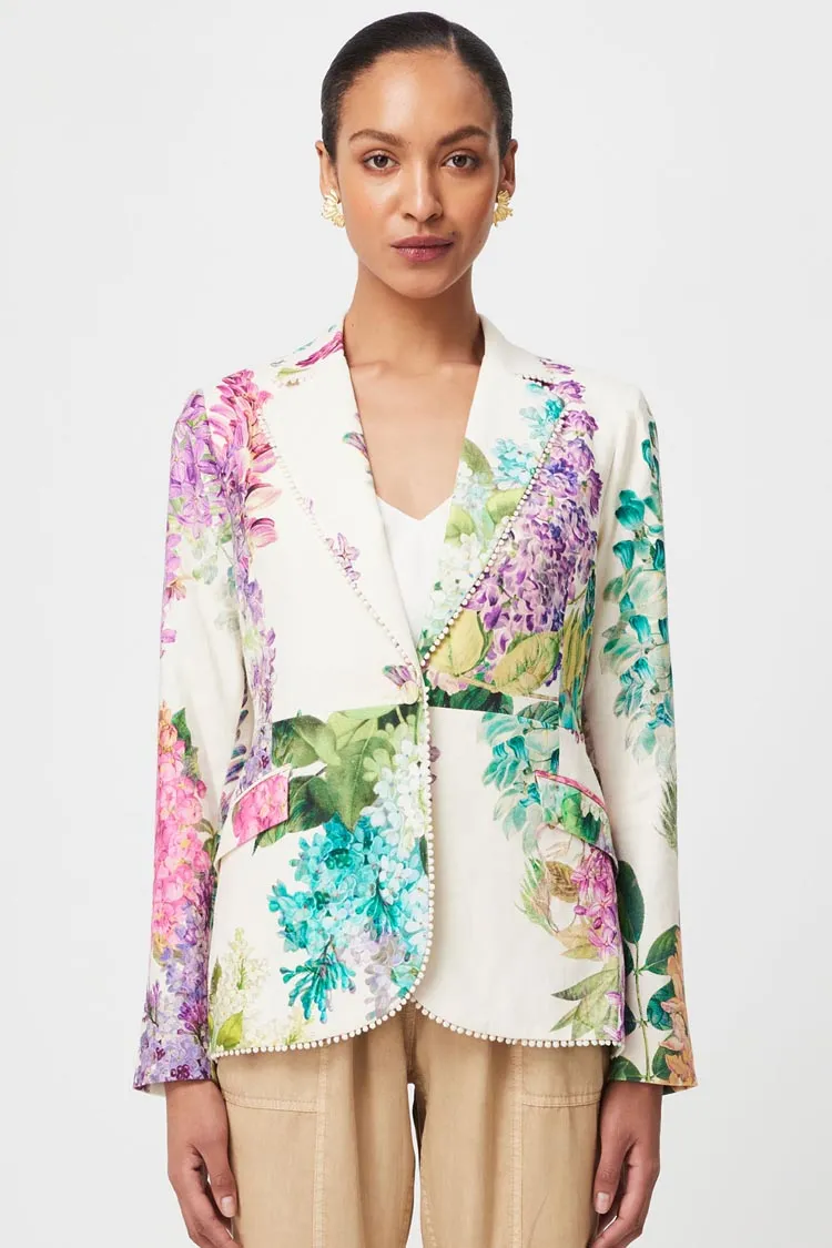 Bahia Lace Trim Blazer in Wisteria Alba