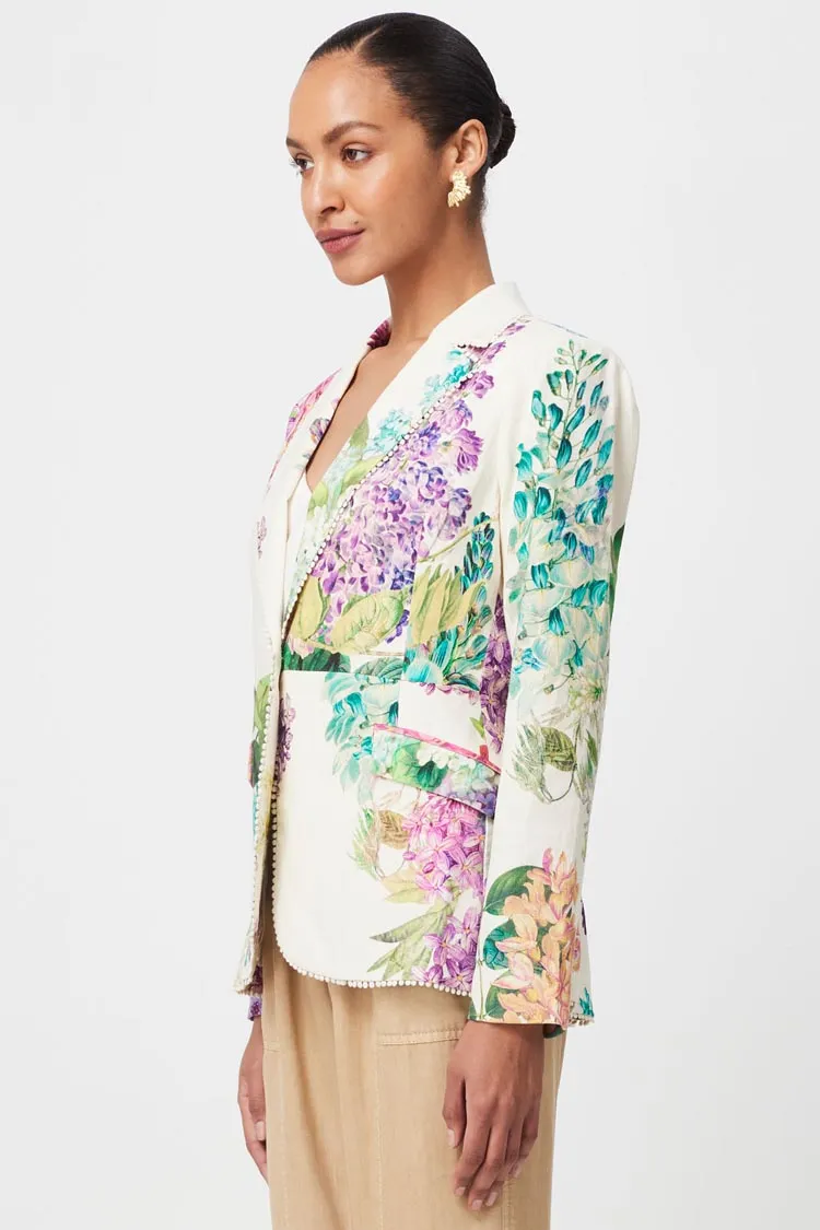 Bahia Lace Trim Blazer in Wisteria Alba