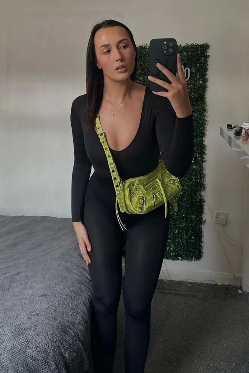 Black Contour Long Sleeve Jumpsuit - Luana