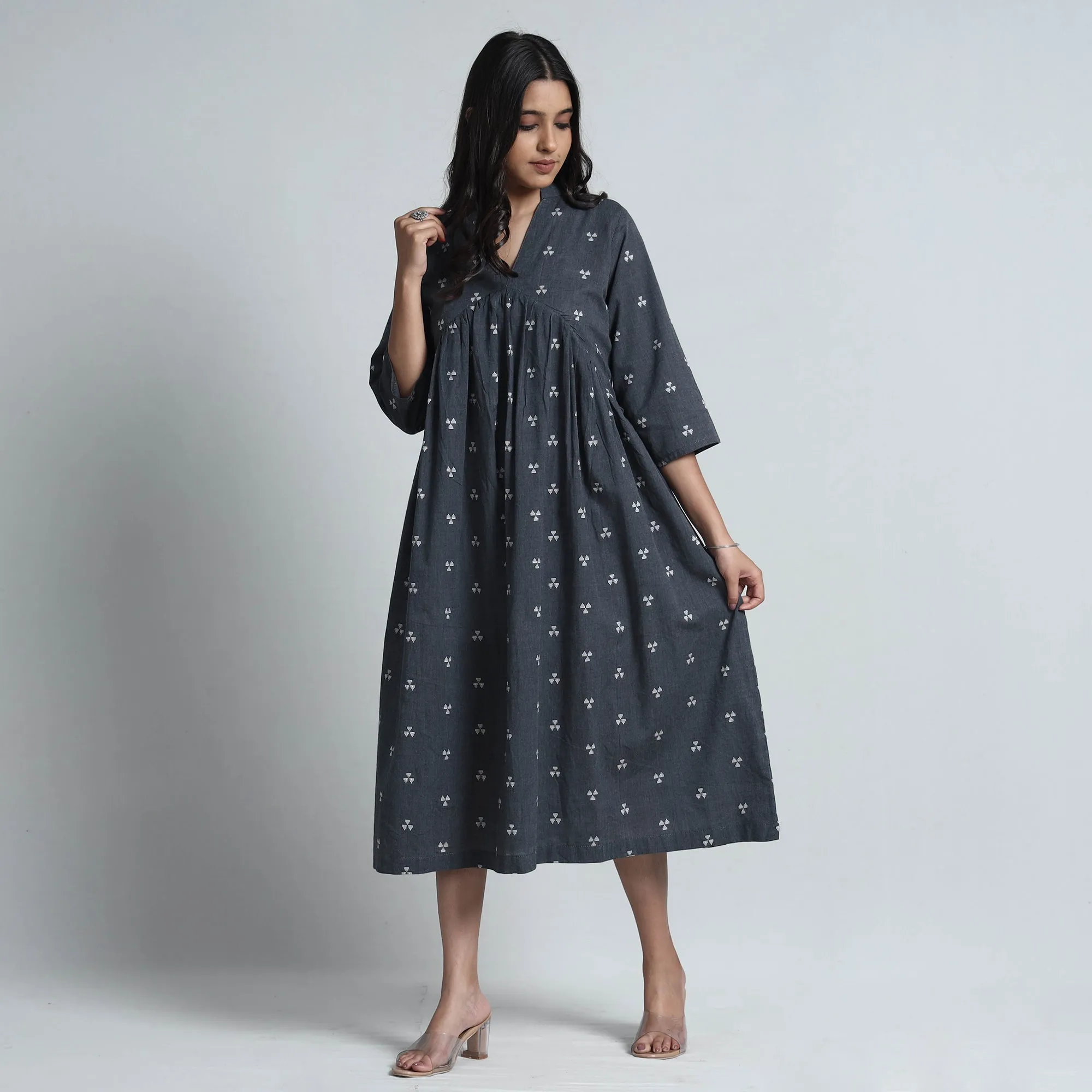 Black - Exquisite Jacquard Cotton Dress