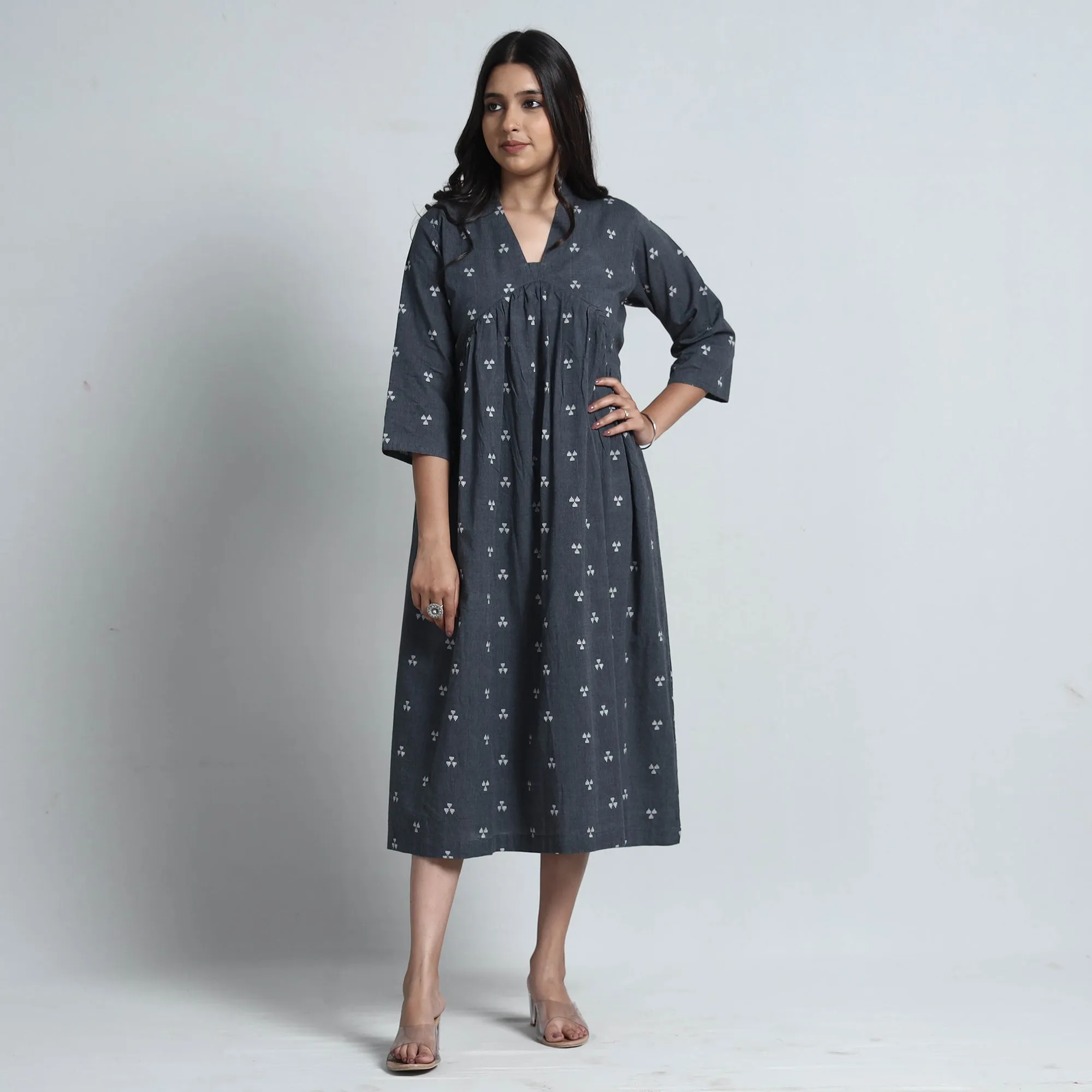 Black - Exquisite Jacquard Cotton Dress