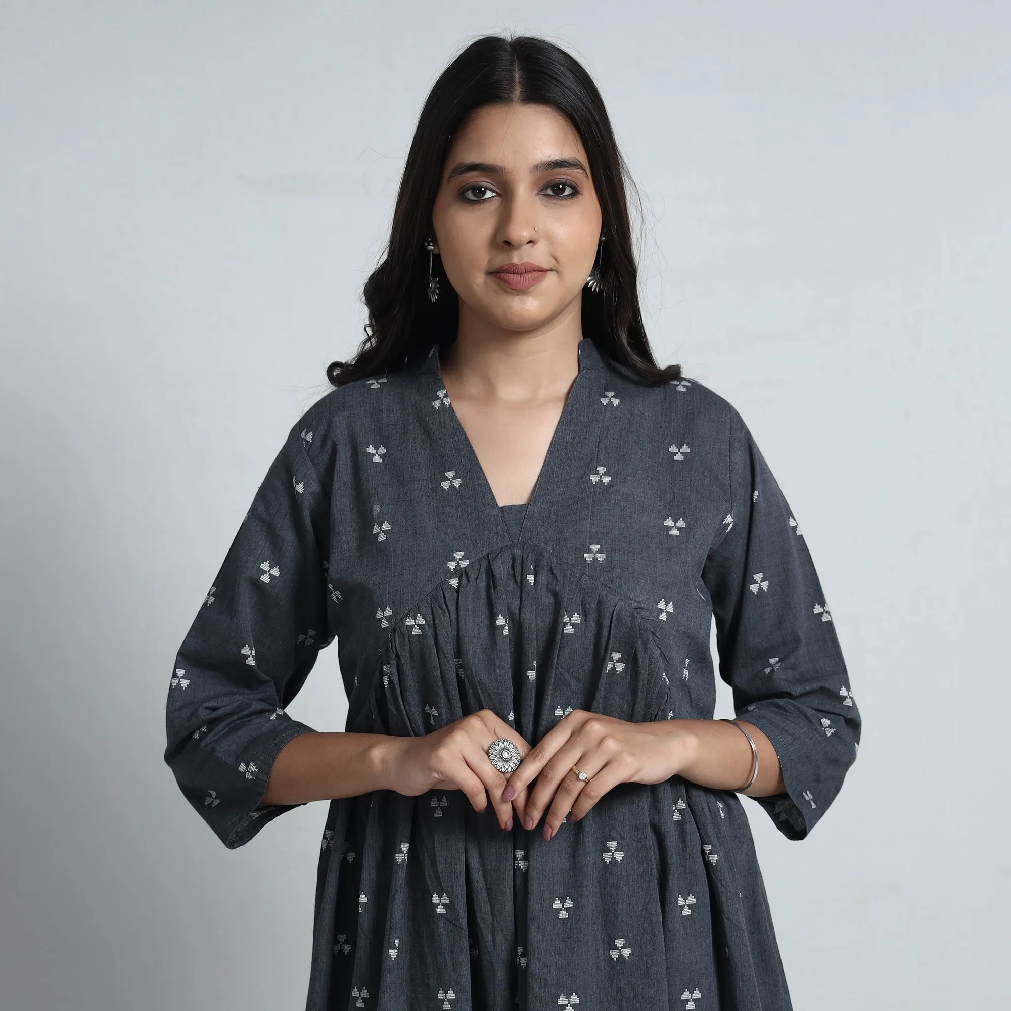 Black - Exquisite Jacquard Cotton Dress