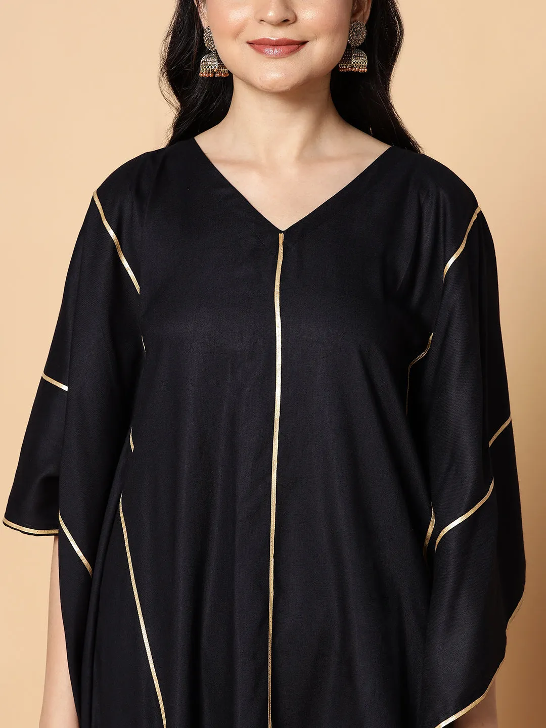 Black Festive Kaftan Kurta - Nisha