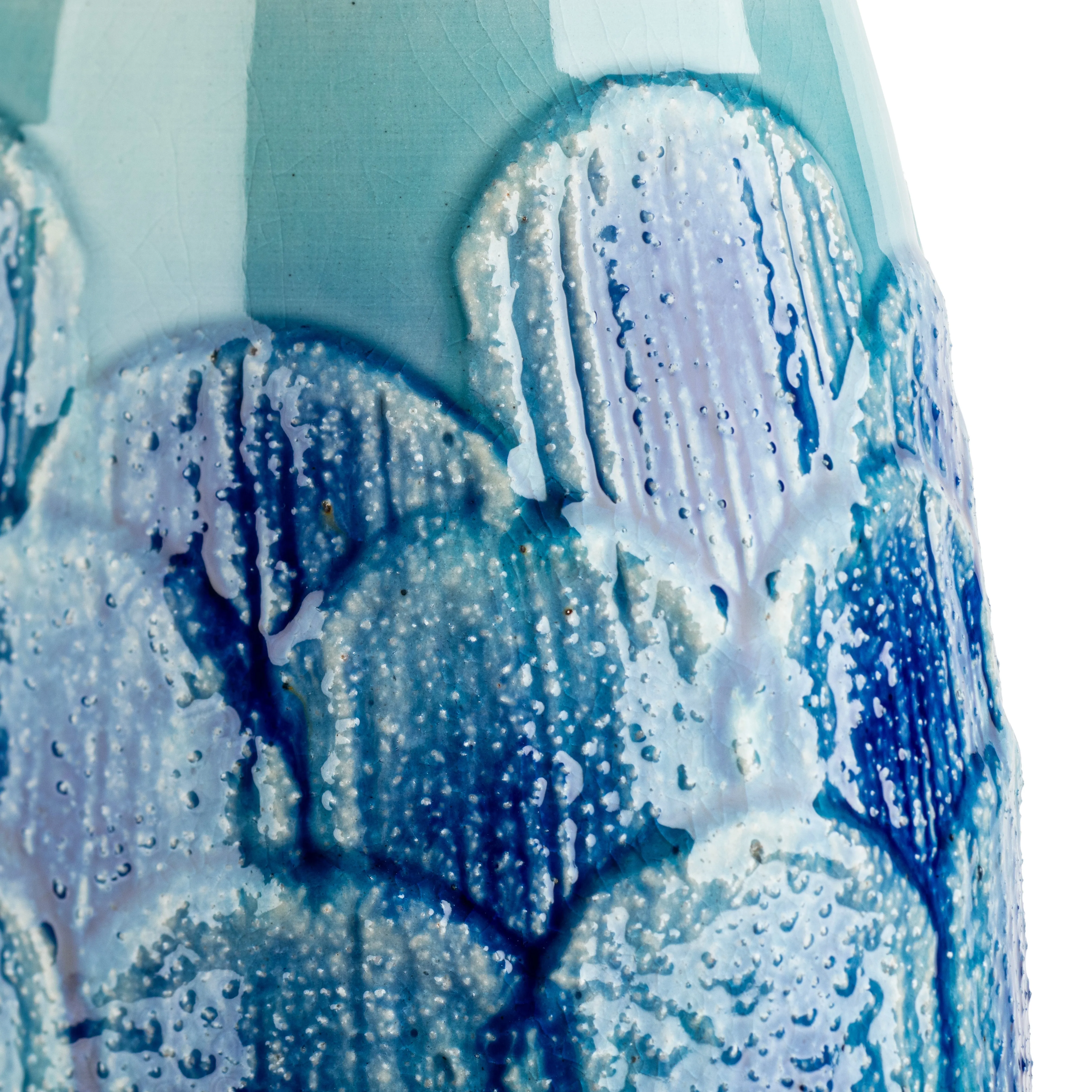 Blue Flower Petals Japanese Ceramic Vase