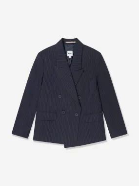 BOSS Boys Striped Suit Jacket in Navy