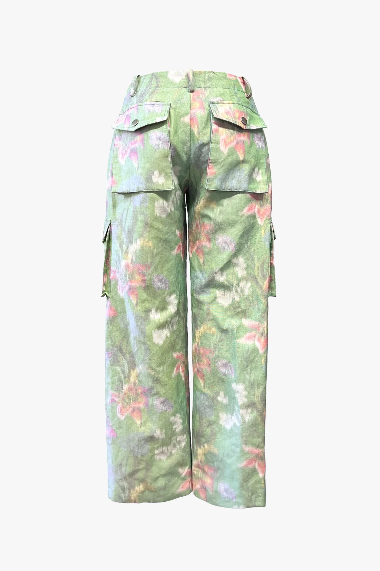 Botanical Warped Print Cargo Pants