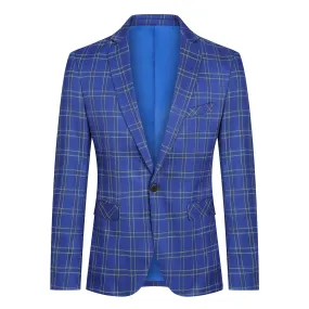 Boys Plaid Blazer Slim Fit One Button Casual Jacket