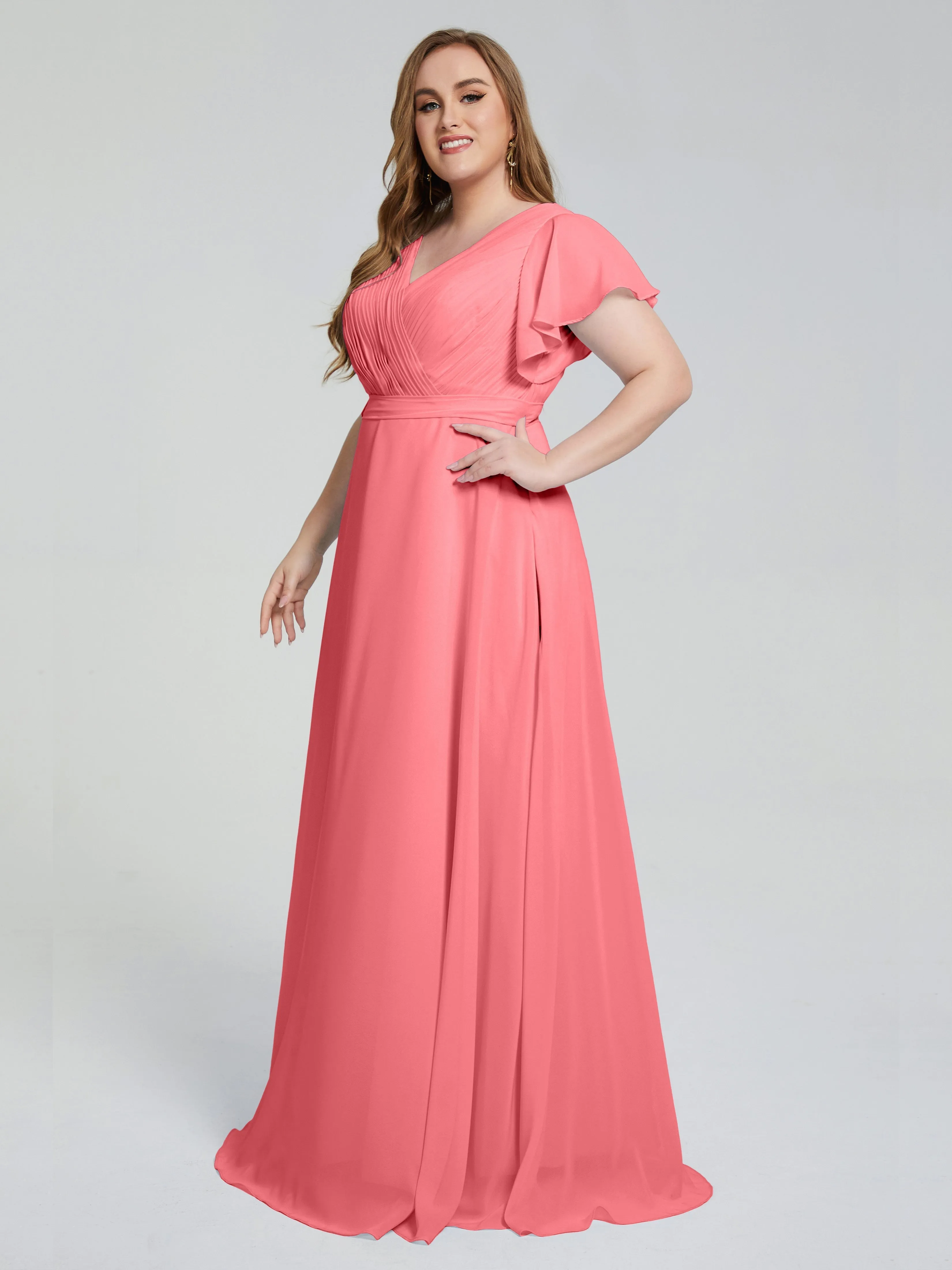 Brooke Short Sleeves Chiffon Mother of the Bride Dresses