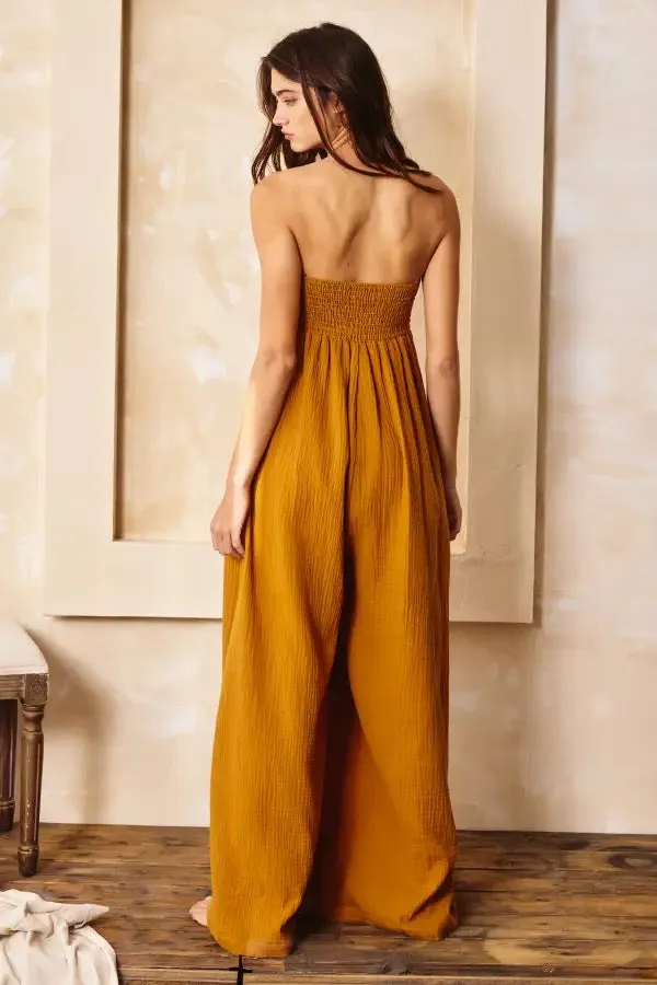 Bucketlist Wide Leg Tube Solid Jumpsuits