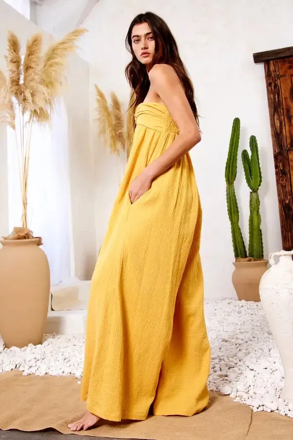 Bucketlist Wide Leg Tube Solid Jumpsuits