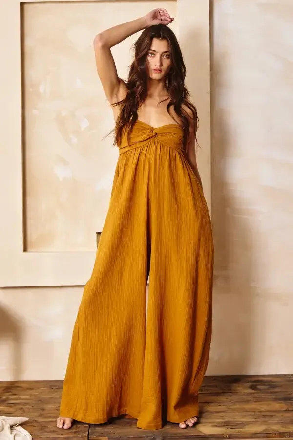 Bucketlist Wide Leg Tube Solid Jumpsuits