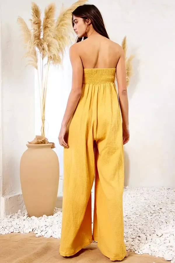 Bucketlist Wide Leg Tube Solid Jumpsuits