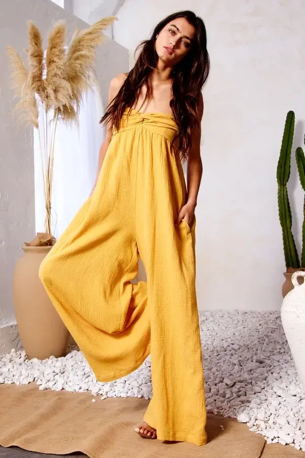 Bucketlist Wide Leg Tube Solid Jumpsuits