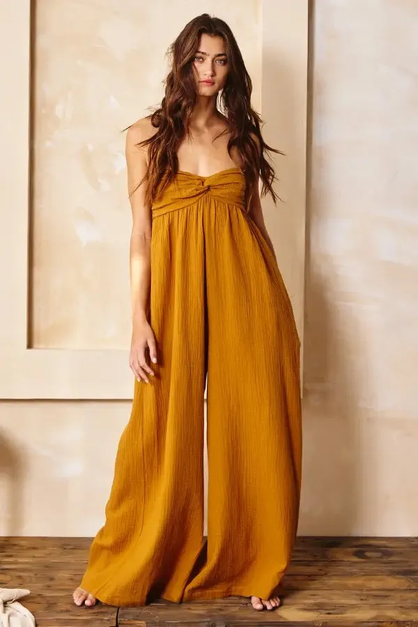 Bucketlist Wide Leg Tube Solid Jumpsuits