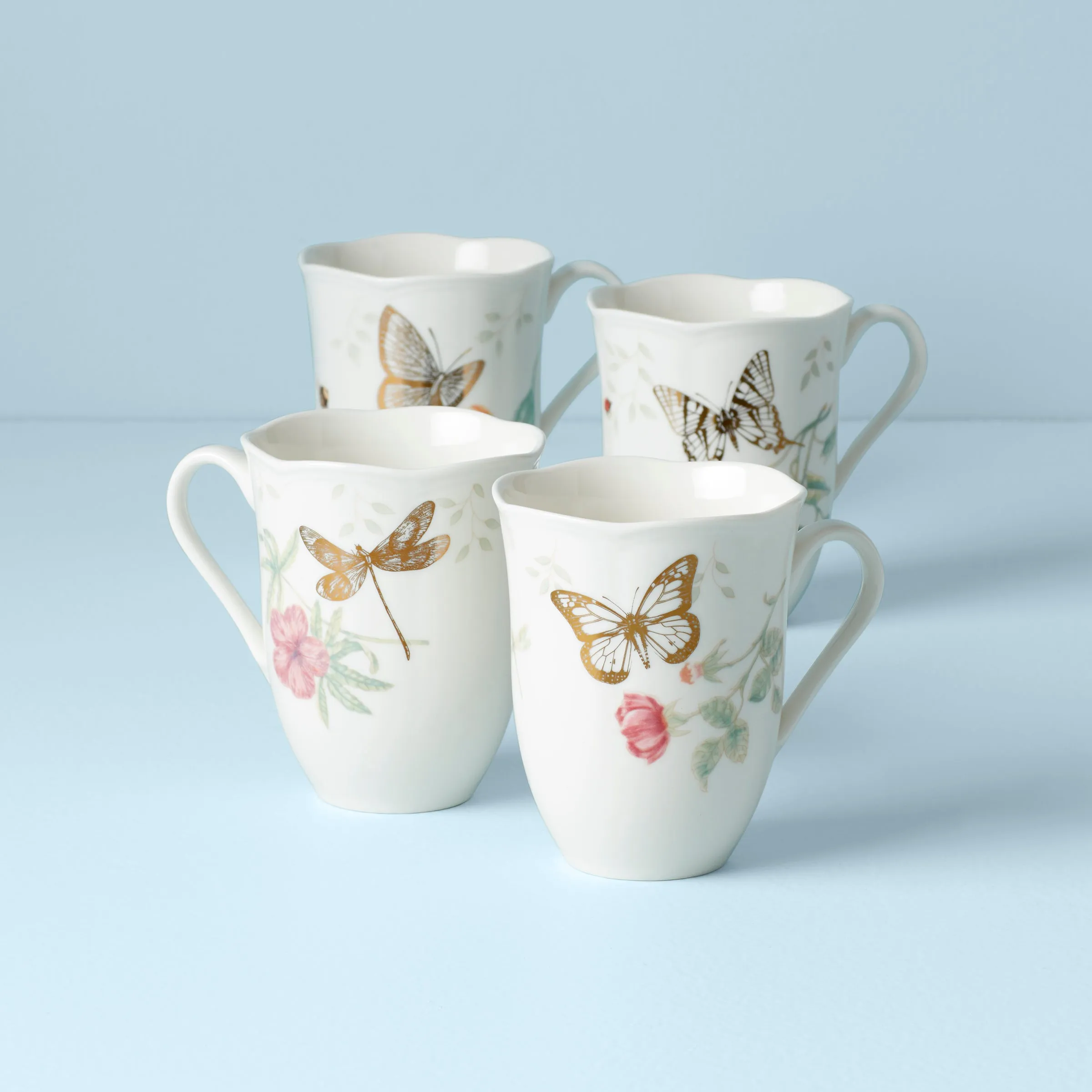 Butterfly Meadow Gold 4-Piece Mug Set