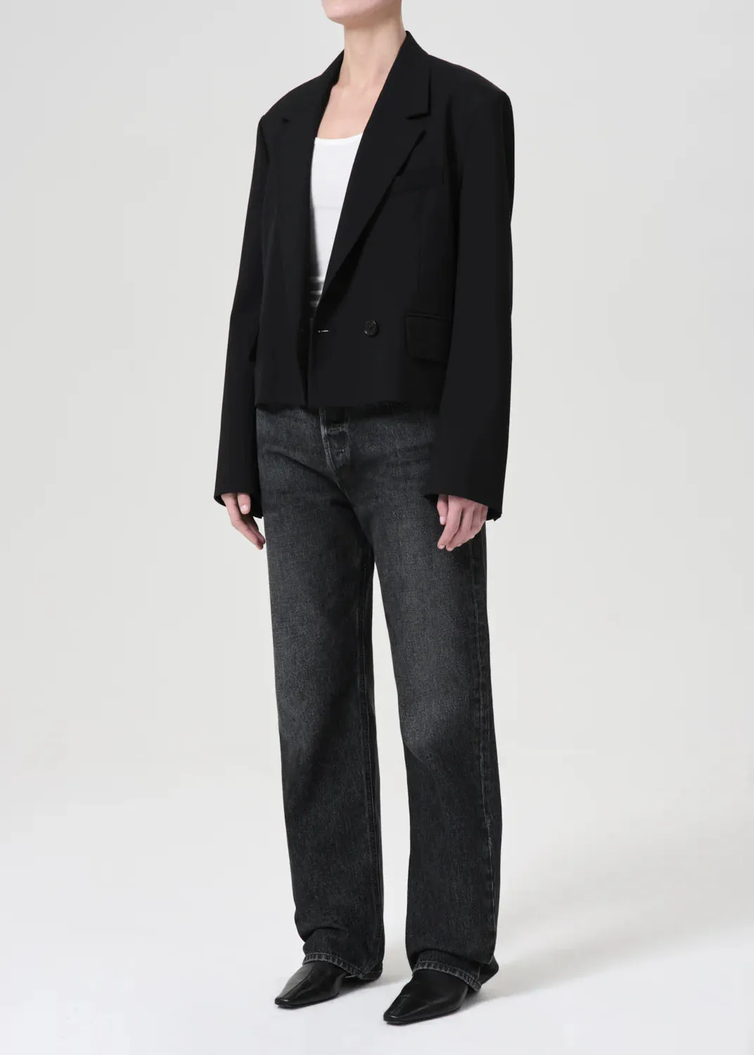 Callie Cropped Blazer in Black