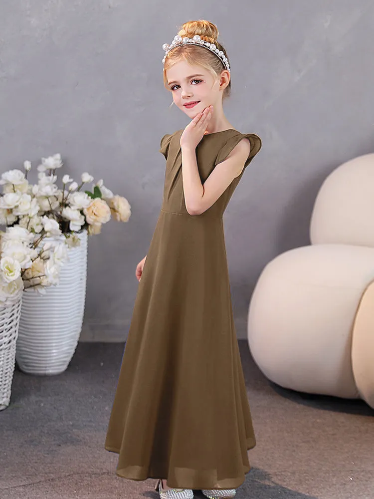 Cap Sleeves Chiffon Junior Bridesmaid Dresses