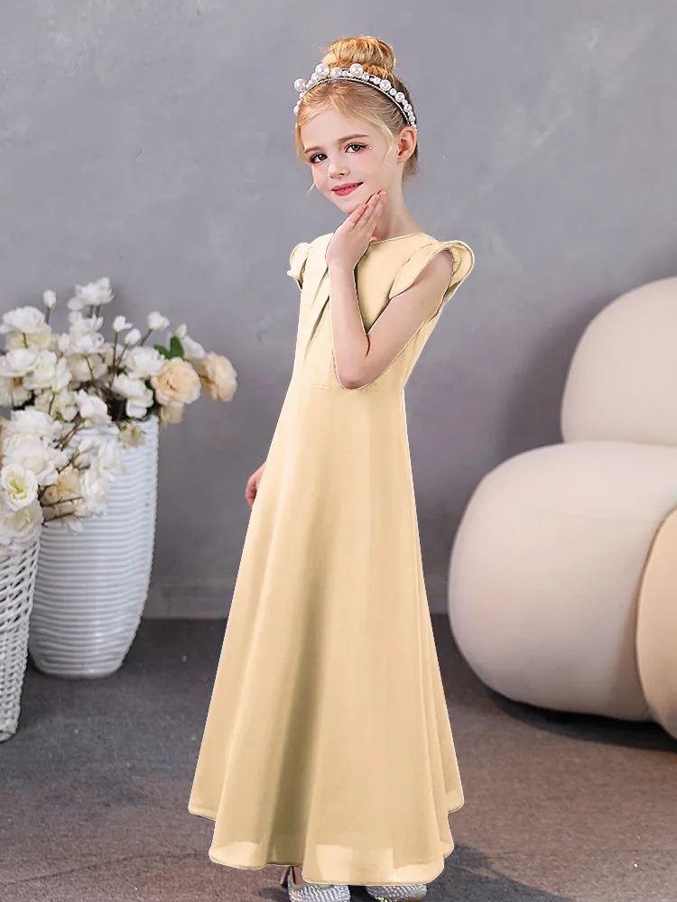 Cap Sleeves Chiffon Junior Bridesmaid Dresses