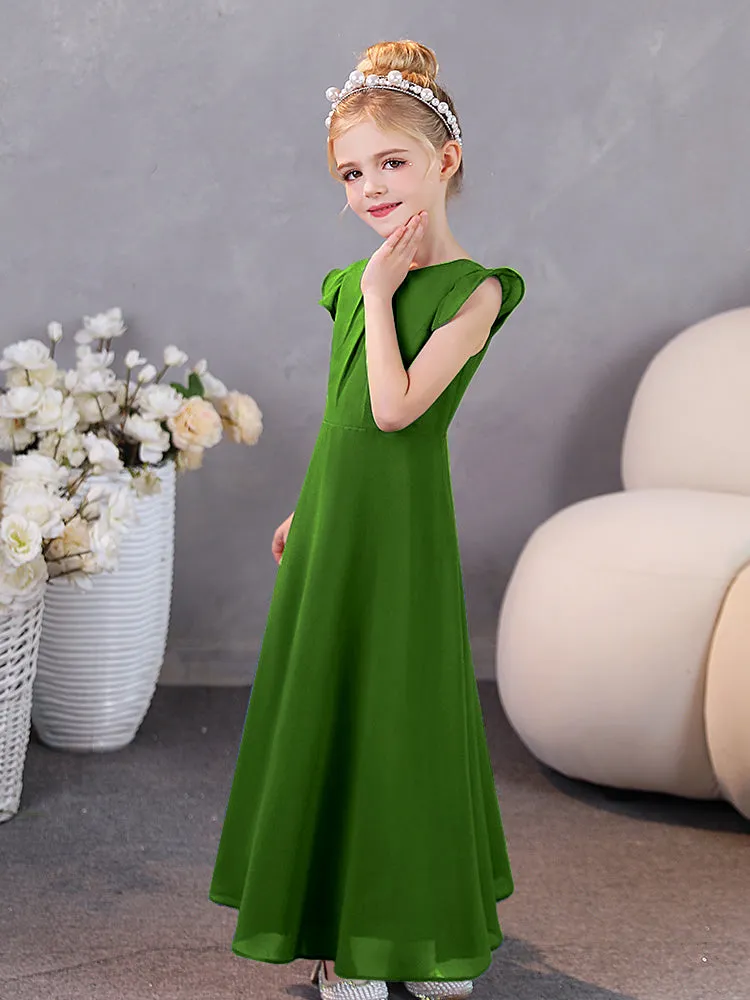 Cap Sleeves Chiffon Junior Bridesmaid Dresses