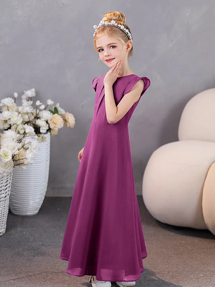 Cap Sleeves Chiffon Junior Bridesmaid Dresses