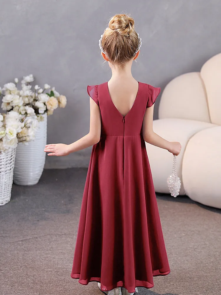 Cap Sleeves Chiffon Junior Bridesmaid Dresses