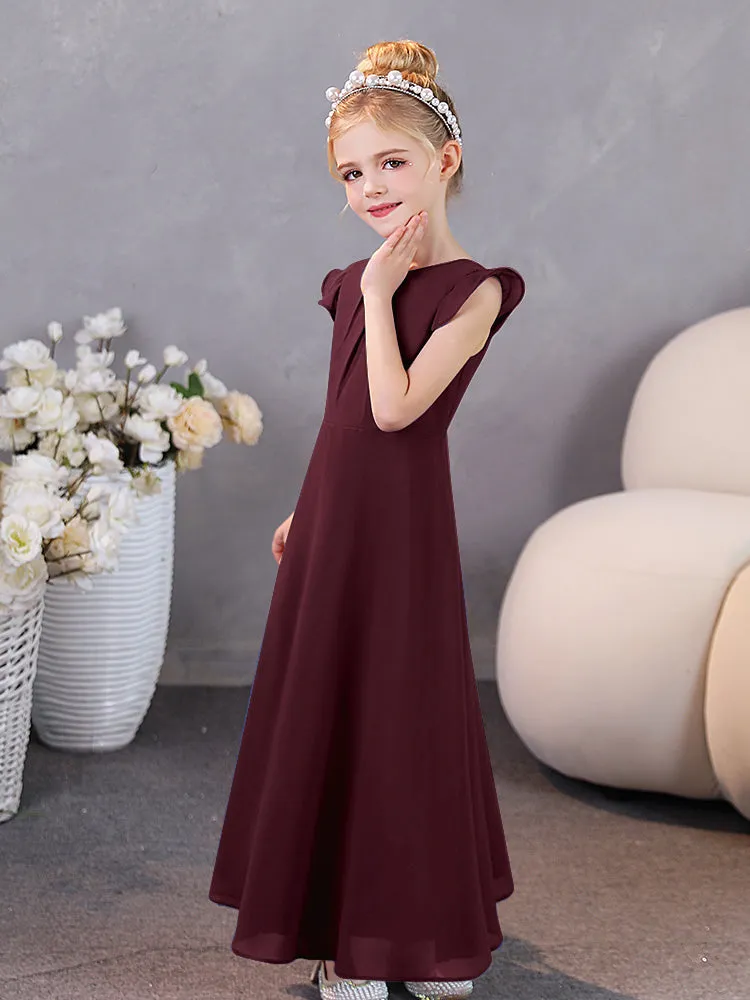 Cap Sleeves Chiffon Junior Bridesmaid Dresses