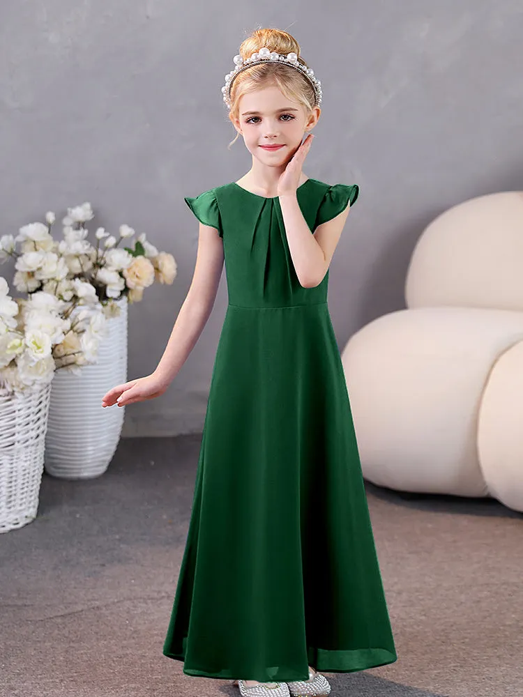 Cap Sleeves Chiffon Junior Bridesmaid Dresses