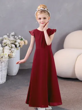 Cap Sleeves Chiffon Junior Bridesmaid Dresses