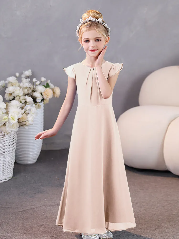 Cap Sleeves Chiffon Junior Bridesmaid Dresses