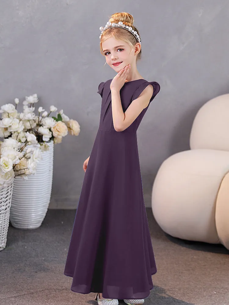 Cap Sleeves Chiffon Junior Bridesmaid Dresses