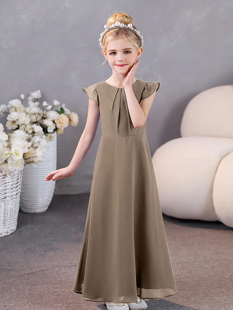 Cap Sleeves Chiffon Junior Bridesmaid Dresses