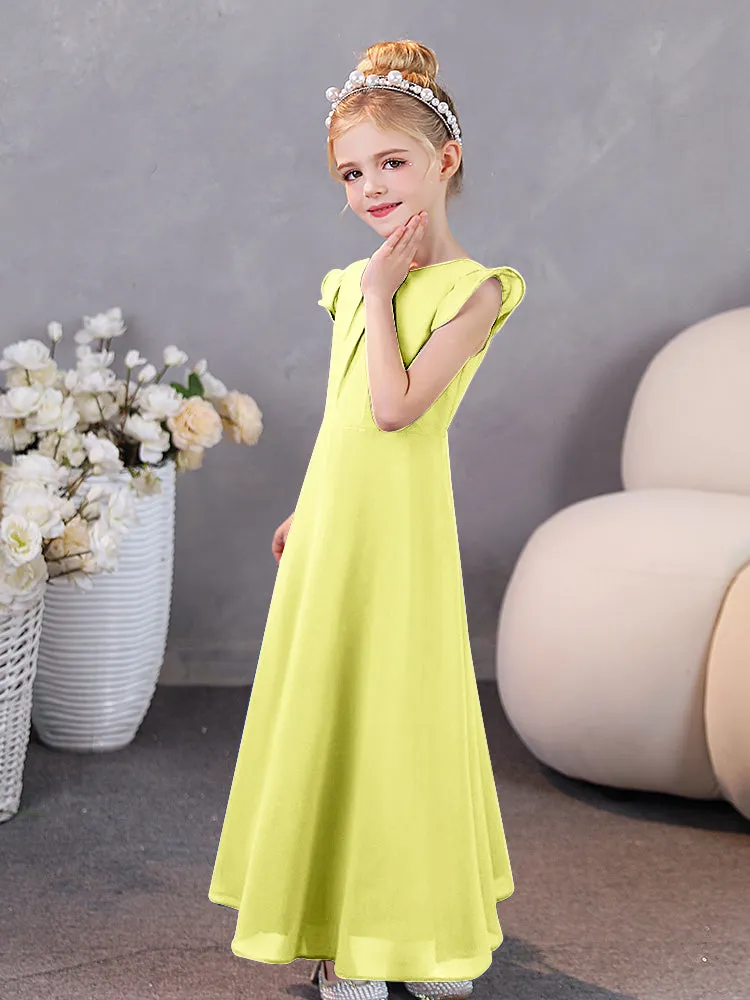 Cap Sleeves Chiffon Junior Bridesmaid Dresses