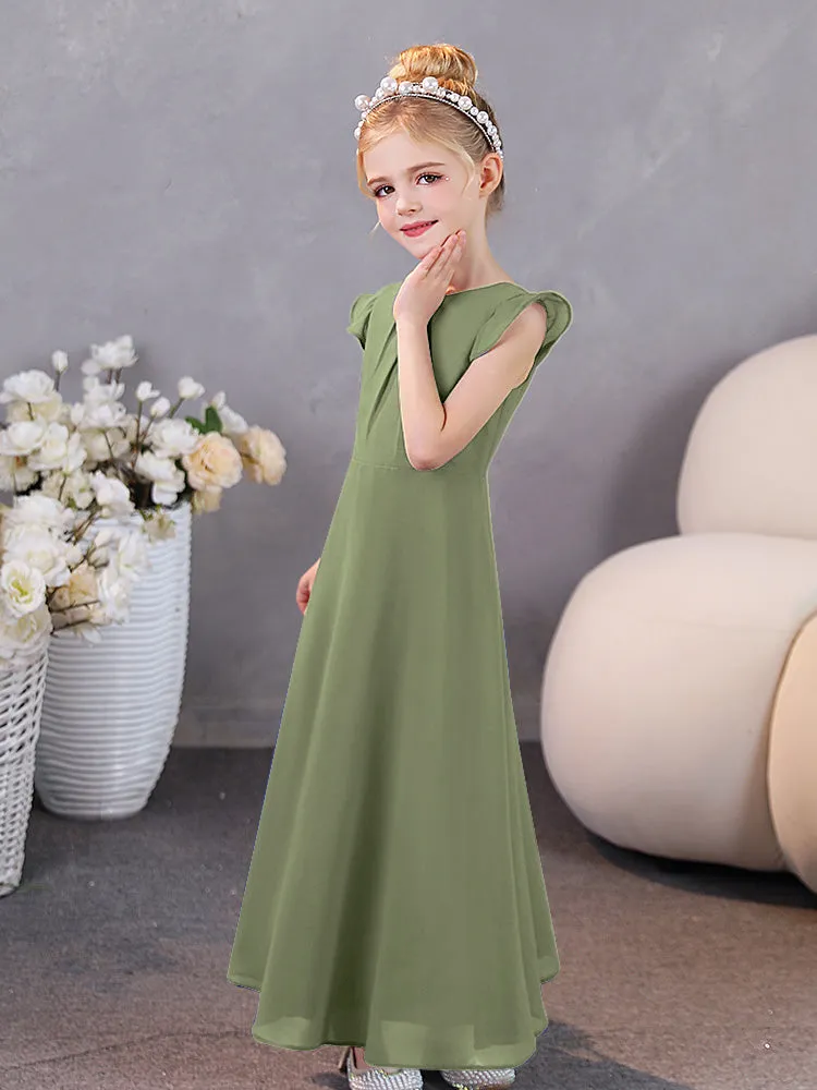 Cap Sleeves Chiffon Junior Bridesmaid Dresses