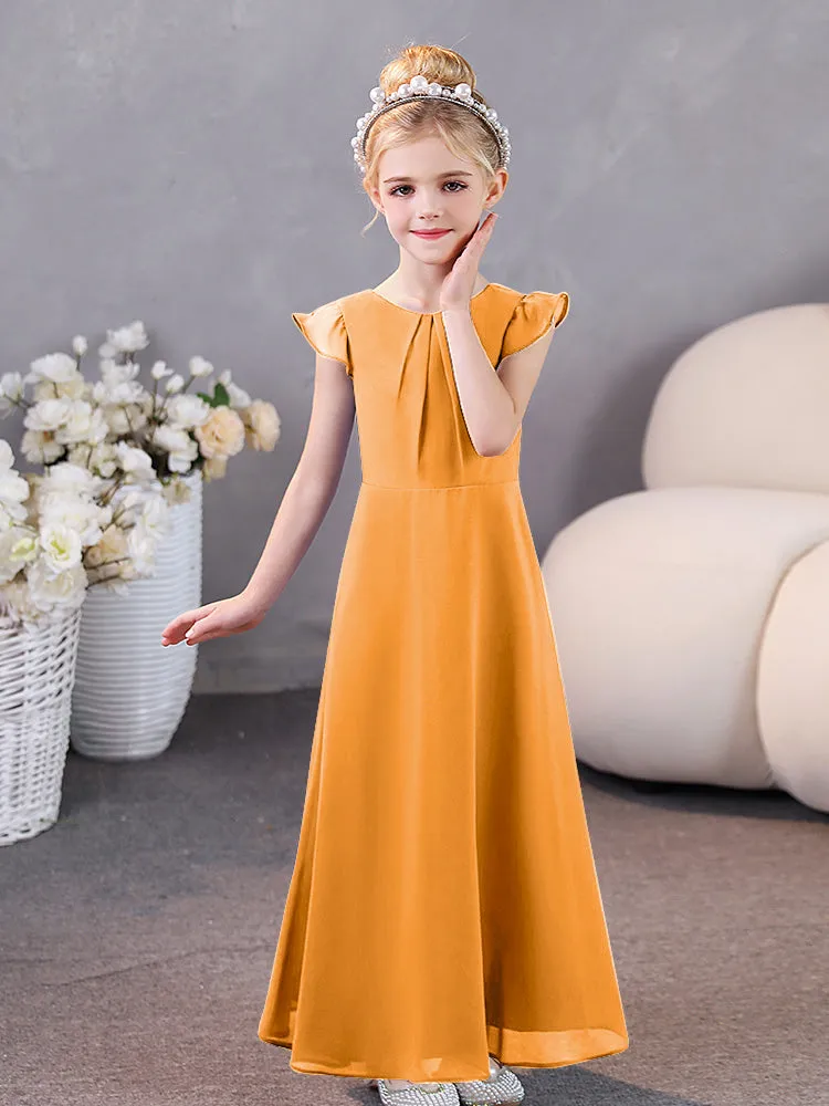 Cap Sleeves Chiffon Junior Bridesmaid Dresses