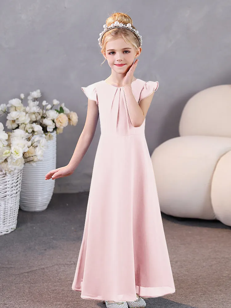 Cap Sleeves Chiffon Junior Bridesmaid Dresses