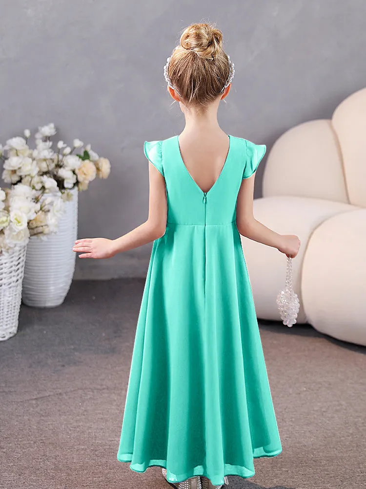 Cap Sleeves Chiffon Junior Bridesmaid Dresses