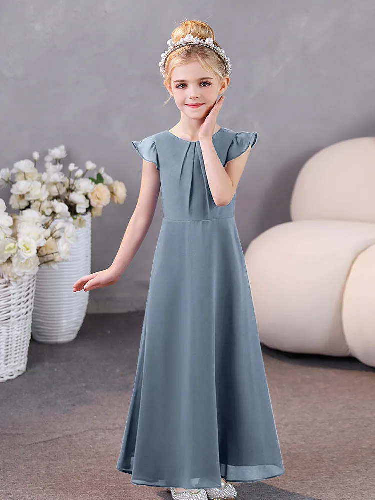 Cap Sleeves Chiffon Junior Bridesmaid Dresses