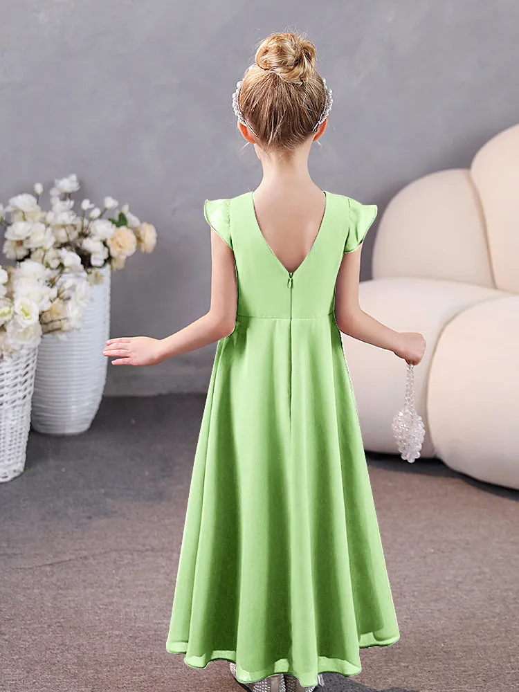 Cap Sleeves Chiffon Junior Bridesmaid Dresses