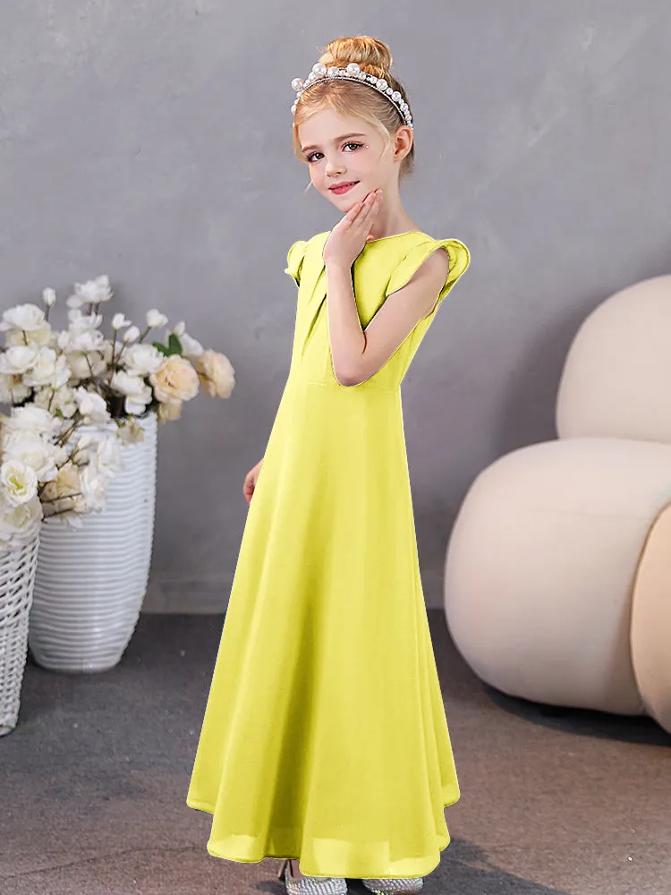 Cap Sleeves Chiffon Junior Bridesmaid Dresses